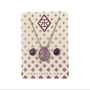 Amelia Rue Teardrop Amethyst Sterling Necklace Set - NWT